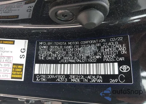 2022 Toyota Corolla Le z USA, uszkodzony, nr VIN JTDEPMAE9NJ217602